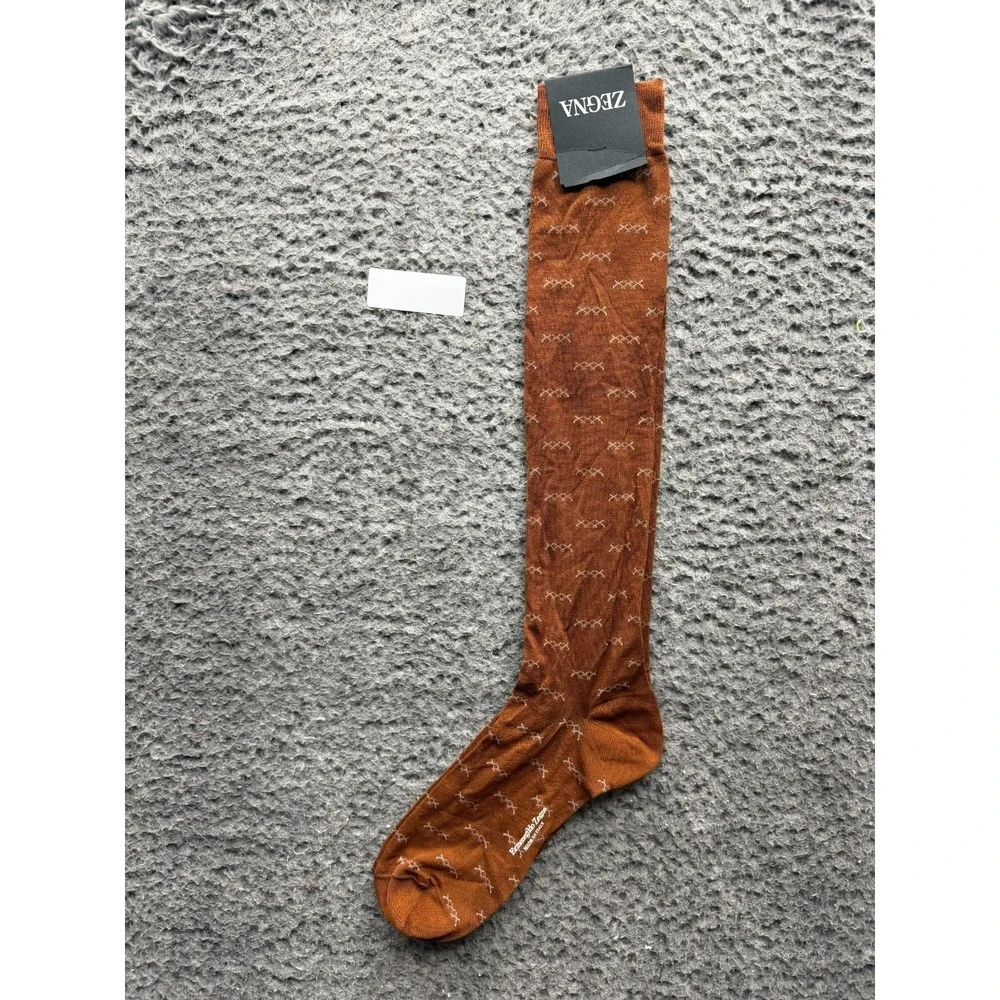 NWT Ermenegildo Zegna Iconic Triple X Knee Socks Vicunia Microfant One Size